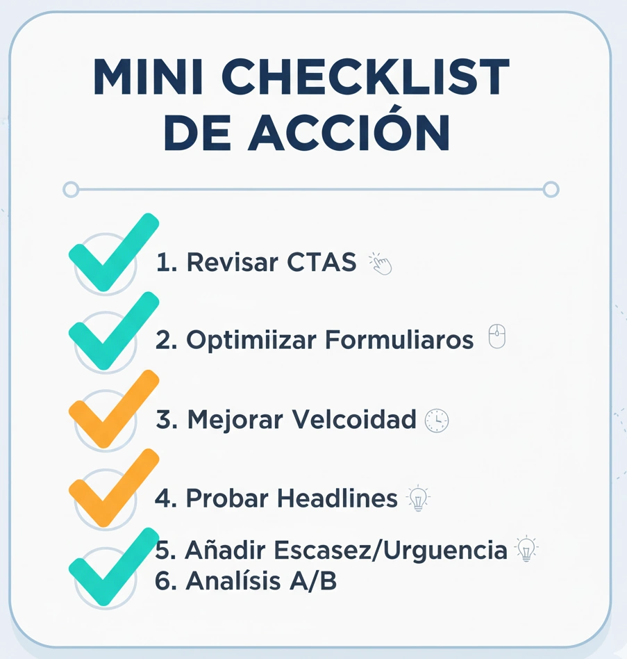 Mini checklist de acción rápida para optimizar campañas CPA y mejorar