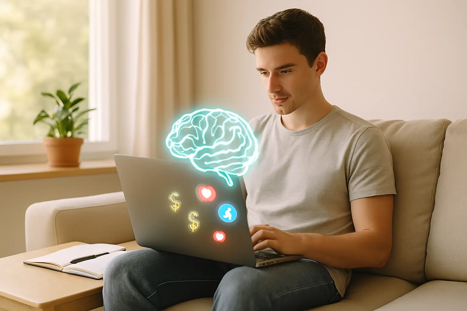 Hombre trabajando desde casa aplicando estrategia CPA para ganar dinero sin vender productos