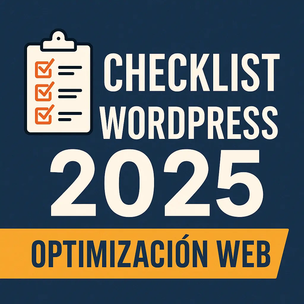 Banner con checklist de optimización web para WordPress 2025