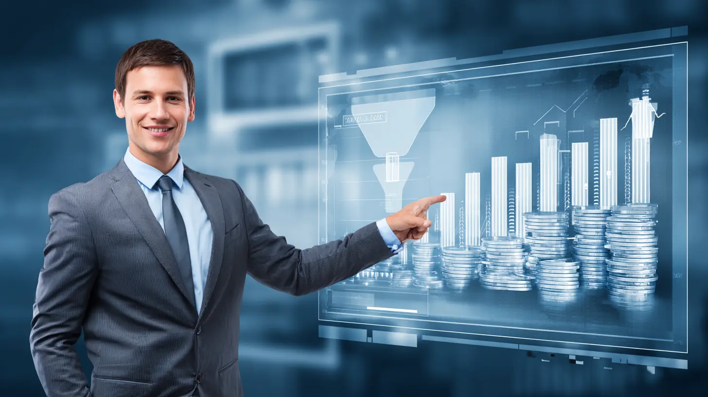 Estrategias de Monetización CPA: Un experto de negocios analiza el crecimiento de ingresos en un gráfico digital.