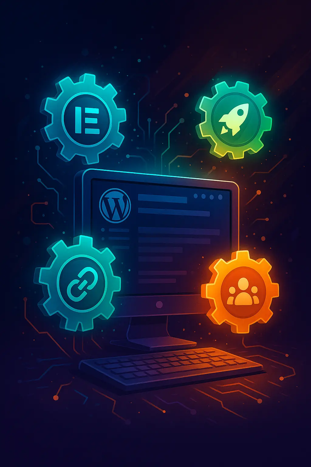 Plugins de WordPress como Elementor y WP Rocket para optimizar un sitio
