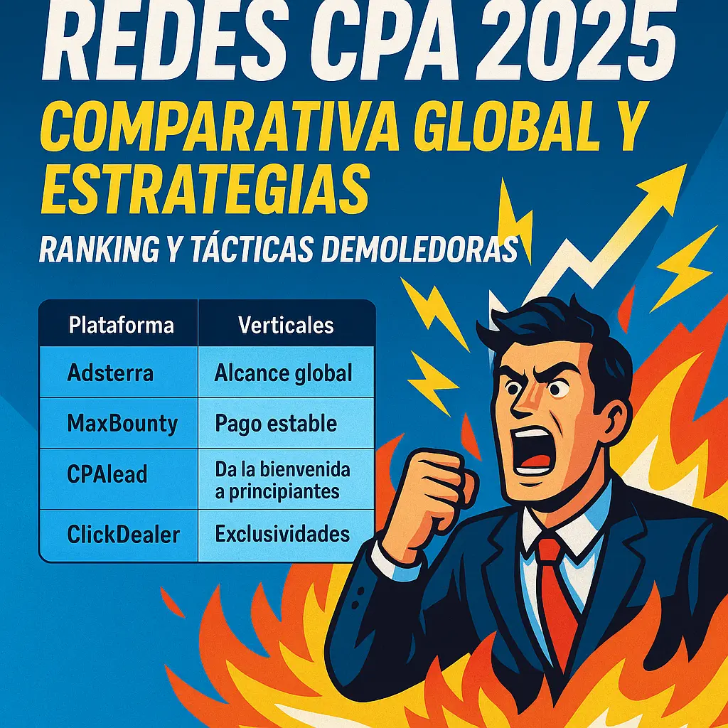 Hero comparativa global de Redes CPA 2025 con ranking y tácticas demoledoras