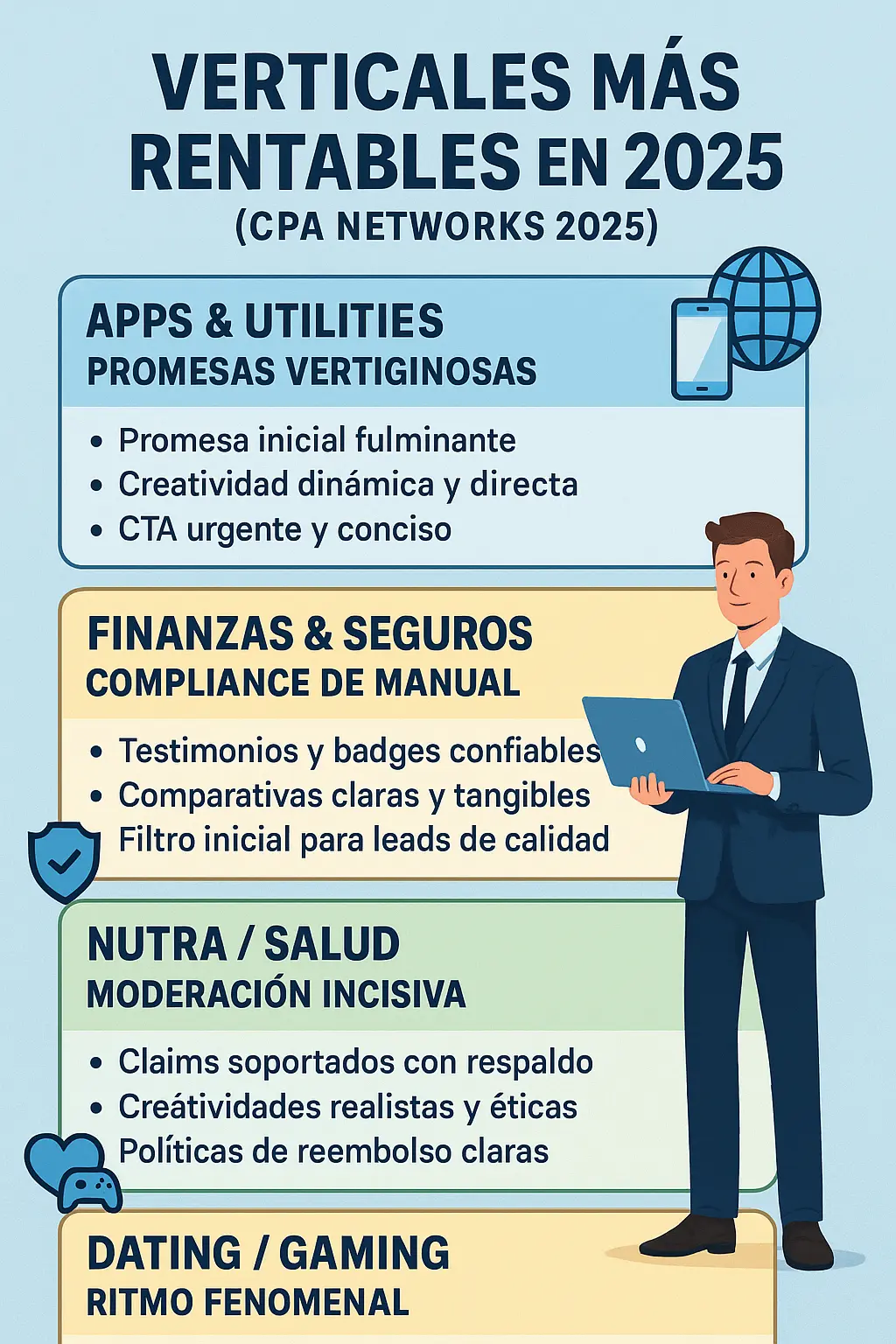 Verticales más rentables en Redes CPA 2025: Nutra, Gaming, Apps y E-commerce